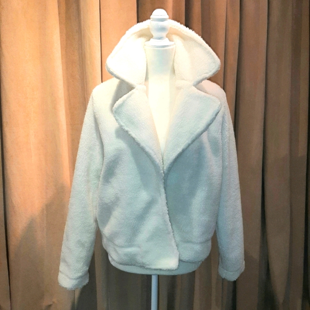 Banana Republic faux fur moto jacket
